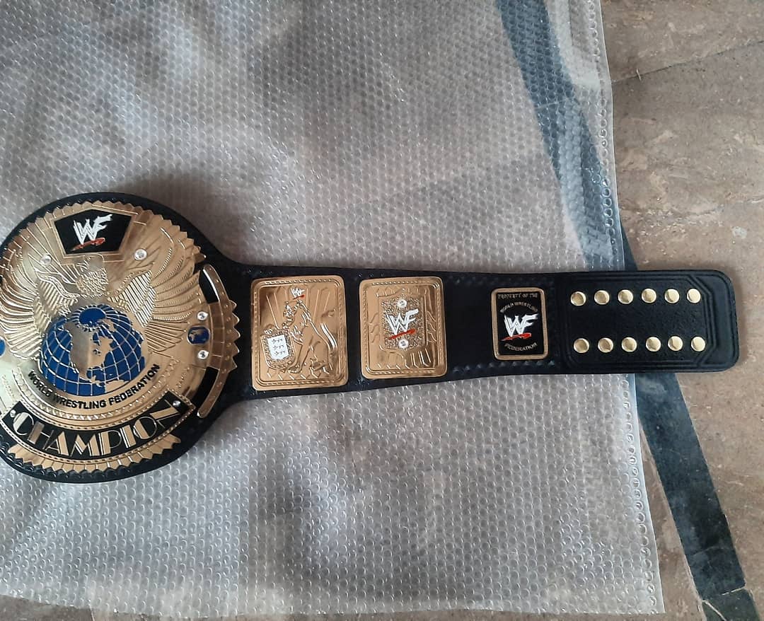 WWF Big Eagle Scratch Logo Black Strap Championship Replica Title Belt
