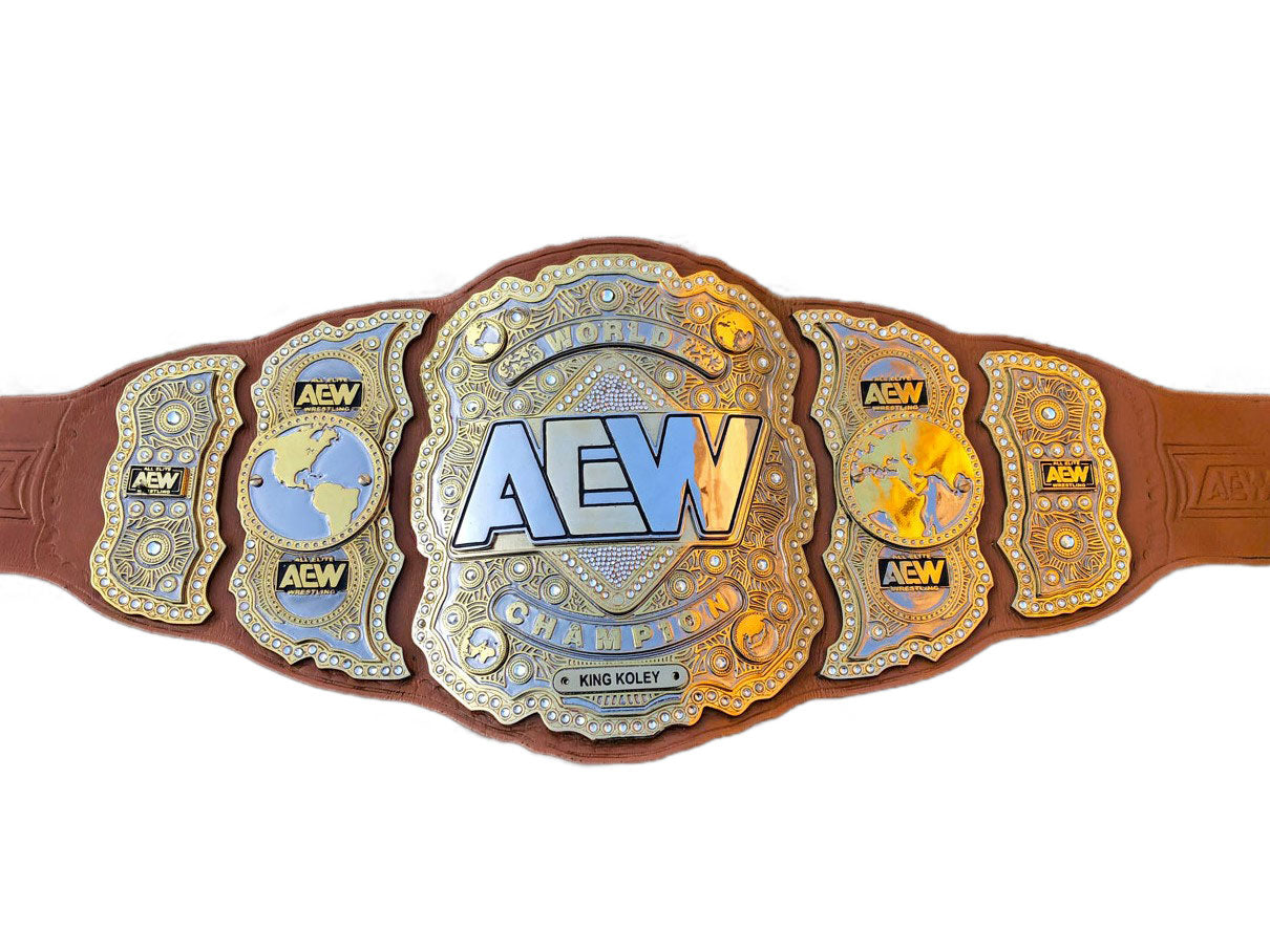 AEW Championship Replica Title Belt with Genuine Brown Leather - THE BELTS BROTHERS LTD