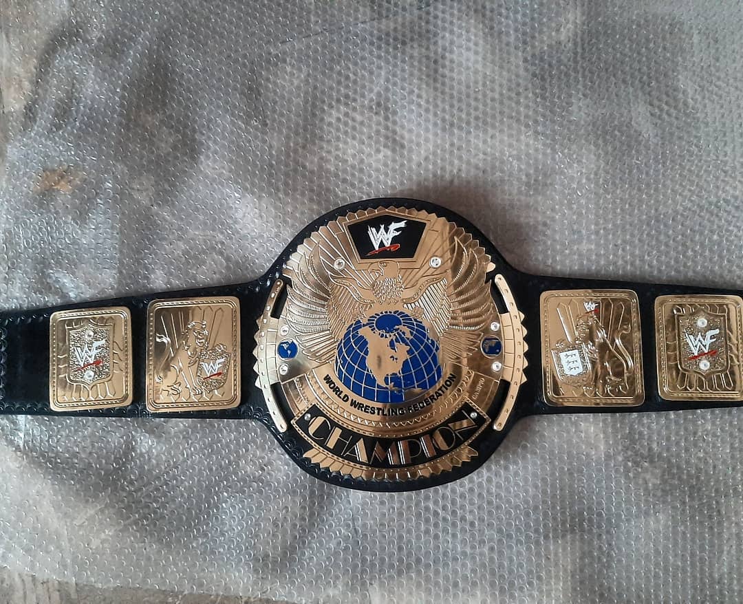 WWF Big Eagle Scratch Logo Black Strap Championship Replica Title Belt