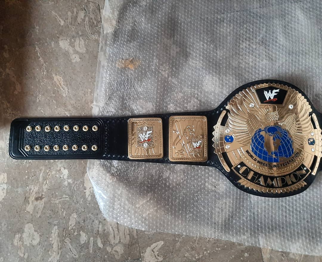 WWF Big Eagle Scratch Logo Black Strap Championship Replica Title Belt