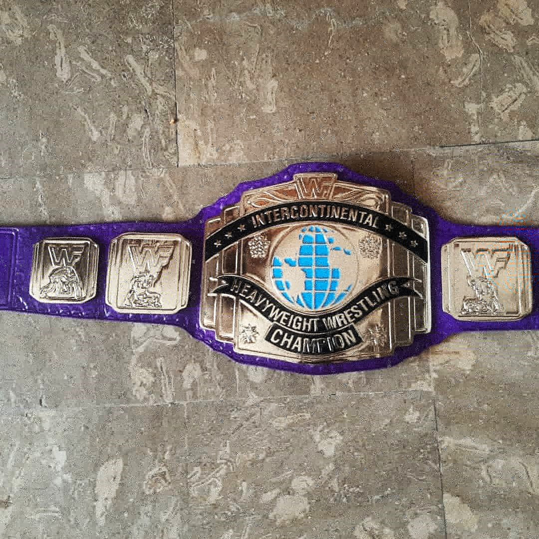 WWF Intercontinental Replia Title Belt with Purple Genuine Leather Strap