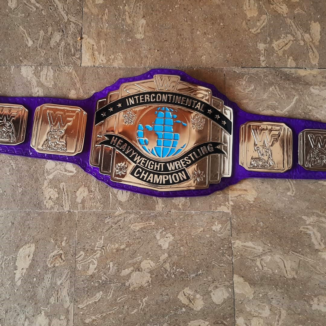 WWF Intercontinental Replia Title Belt with Purple Genuine Leather Strap