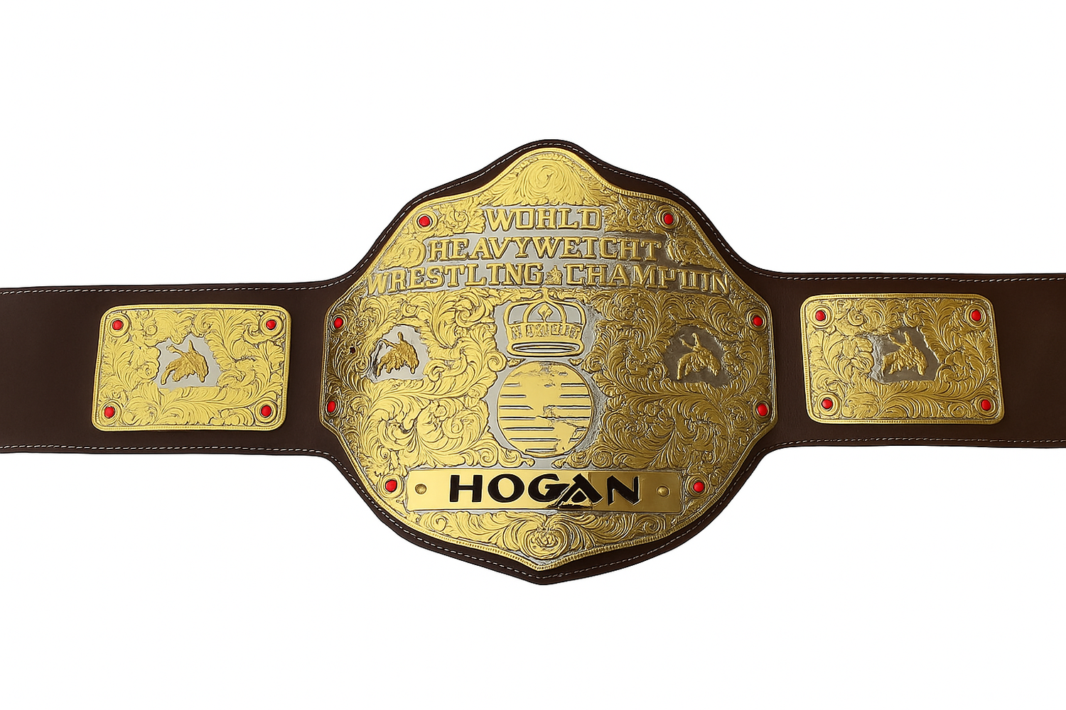 WCW Big Gold Dual Plated Championship Replica Title Belt - THE BELTS BROTHERS LTD